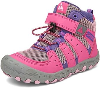 Mishansha Unisex-Child Outdoor Ankle Hiking Boots Boys Girls Trekking Walking Shoes with Hook and Loop Mesh Rose 6 Big Kid