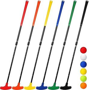 Wettarn 6 Set Golf Putters for Men and Women Two Way Mini Golf Putter with 6 Golf Balls Kids Putter Bulk for Right or Left Handed Golfers Adjustable Length Golf Clubs Set (Bright Color)