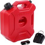 HaTur 5 Litres Portable Fuel Tank 1.3 Gallon Gas Can Petrol Gasoline Storage Tank Emergency Backup Tank with Mounting Bracket Lock & Key for Motorcycle SUV ATV Most Cars