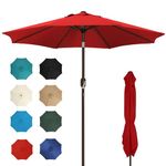 SANGMUCEN 9ft Patio Umbrella - 8 Sturdy Ribs Outdoor Umbrella with Crank Lift & 30° Tilt, UPF 50+ UV Protective Waterproof Market Parasol de Patio for Large Garden, Deck, Pool & 48"-54" Dining Sets