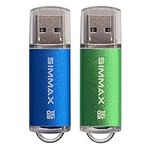 SIMMAX Memory Stick 2 Pack 16GB USB 2.0 Flash Drives USB Memory Stick Thumb Drive Pen Drive (16GB Blue Green)