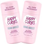 HAPPY CURVES All Over Whole Body Deodorant for Women - Aluminum-Free - Invisibile All Day Layer of Odor Control Only, for Sensitive Skin & Private Parts (Pack of 2, Boho Breeze)