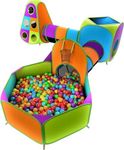 Playz 5-Piece Kids Pop up Play Tent Crawl Tunnel and Ball Pit with Basketball Hoop Playhouse for Boys, Girls, Babies, and Toddlers (Purple, Orange, Yellow, Red, Blue)