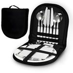 Camping Cutlery Set, Portable Picnic Accessories Kitchen Utensil Set, 13 in 1 Multifunctional Cutlery with Waterproof Storage Bag for Indoor or Outdoor Camping, Picnic, Hiking(Black)