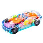 ToyMagic Transparent Mechanical Toy Car|360° Auto Rotating Sensor Car|Gear Machine Vehicle with Multicolor LED Light & Music|Battery Operated|Birthday & Return Gift for Boys & Girls 3+|Made in India