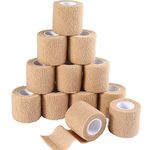 12 Rolls Self Adherent Cohesive Bandage, 2” x 5 Yards, Self-Adherent Wrap, Medical Tape, Self Adhesive Bandage, Non Woven Bandage Rolls, First Aid Tape for Ankle Sprains & Swelling, Latex Free