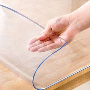 Eisdroma 42 x 60 Inch Clear Table Cover Protector, 2mm Thick Clear Table Protector for Dining Room Table, Plastic Table Cover, Vinyl Table Protector, Waterproof Table Pad for Kitchen, Office