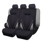 Flying Banner Universal Breathable Mesh Cloth Car Seat Covers Full Set Airbag Compatible Protector (Black and Grey)