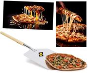 Perfect Pizza Shovel Baking Tool Extra Large Pizza Peel Paddle Hand Finished Professional Wooden Handle Pizza Spatula,Shovel,Big Size (Aluminum Utensils) Tools Thin for Kitchen 12" (1pcs)