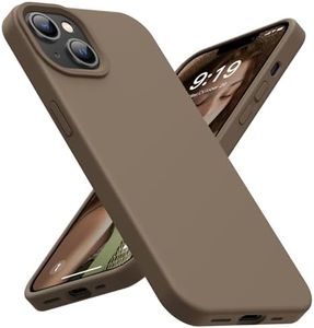 OUXUL Designed for iPhone 14 Case, iPhone 13 Case Shockproof Liquid Silicone Protective Phone Case with Soft Anti-Scratch Microfiber Lining Ultra Slim Drop Protection Phone Cover 6.1 inch(Light Brown)