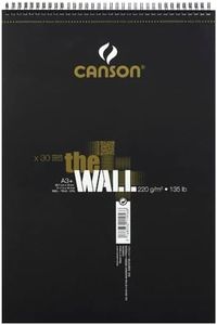 CANSON The Wall Marker 200gsm A3 Paper, Extra Smooth, Spiral Pad Short Side, 30 White Sheets, Ideal for Professional Artists & Illustrators