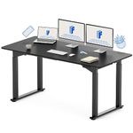 FLEXISPOT QS 4 Legs Dual Motors Electric Standing Desk 160 * 75cm Height Adjustable Desk with Splice Board Home Office Computer Workstation Electric Sit Stand up Desk(Black Frame+Black Top)