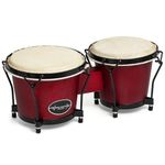 World Rhythm BON7 6” & 7” Beginners Oak Bongo Drums - Wine Red Bongos