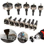 UPTODATETOOLS 12Pcs 12-55mm HSS Hole Saw Cutter, Drill Bits Set Heavy Duty Tool Kit for Stainless Steel, Aluminum Alloy, Plastic and Wood