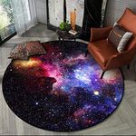 Starry Night Round Rugs, Universe Space Nebula Stars Starry Carpet Large Floor Mat for Living Room, Study, Kids Bedroom (Starry Night, 4 ft Diameter)