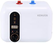 KENUOS 2.6 Gallon Hot Water Heater Electric LED Display Under Sink Water Heater Plug in 110V Mini Tank Water Heater on Demand,1500W Under Counter Cupboard, Rv Small Water Heater Safety Vavle