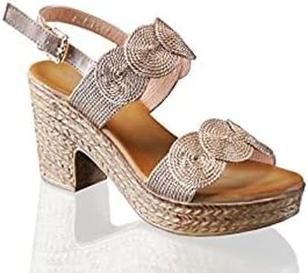 IVACHY Womens Sandal Ladies Wedge Woven Braided Block Heels Summer Espadrille Platform Shoes Size UK Champagne