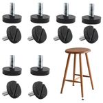 12PCS Furniture Leveling Feet Adjustable Furniture Feet M6 Heavy Duty Leveling Feet Thread Screw on Furniture Levelers Glide for Table Cabinets Chairs Bar Stool Desk Dresser Wood Legs Floor Protector