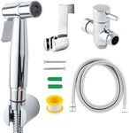 Bumwash Handheld Bidet Spray Set - Sturdy Hand Held Bidet Toilet Sprayer with Longer Bidet Hose - Stainless Steel Toilet Washer - Serves As Bathroom Cleaner, Cloth Diaper Sprayer - Soft & Jet Spray