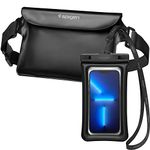 Spigen Aqua Shield Waterproof Dry Bag and Waterproof Phone Pouch, [Quad Seal Tech] IPX8 Waterproof Bags with Adjustable Waist Strap for Swimming, Paddle Boarding, Fishing, and Kayaking - Black