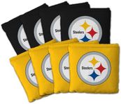 YouTheFan Officially-Licensed NFL Pittsburgh Steelers Set of 8 Cornhole Bags - All Weather Dual Sided Slide & Stop - Regulation Size with Carry case