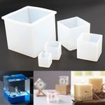 5 Pieces Cube Resin Mold(4", 2.6", 2",1.4",1"), 4 Inches Cube Silicone Molds, Square Candle Silicone Mold, Cube Casting Molds for Candle Soap Making Jewelry Holder Insect Specimen