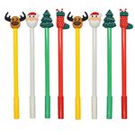 Lopenle 12PCS Novelty Christmas Pens Reindeer Pens Santa Claus Pens Cute Elk Pens Christmas Tree Pens For School Office Gift Party Stocking Stuffers