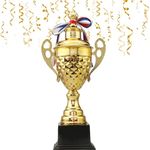 14.5 Inch Large Trophy Cup, Gold Award Trophy for Kids and Adults, Winner Trophy Cup for Sports, League Match, Competitions, Tournaments, Championships, Spelling Bee, Party Game Favors