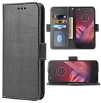 Phone Case for Moto Z2 Play Folio Flip Wallet Case,PU Leather Credit Card Holder Slots Full Body Protection Kickstand Protective Phone Cover for Motorola MotoZ2Play Droid MotoZ2 Z 2 2Z Z2play Black