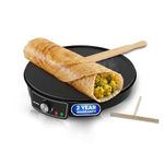 Glen Electric Tawa 1000W | 30cm Non-Stick Griddle | Adjustable Temperature Control | Ideal for Roti, Dosa, Pancake, Chilla, Uttapam, Omelette & more | Power Indicator | Black | 2 Year Warranty