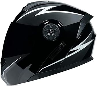 Lightweight Modular Motorcycle Helmet, Front Flip Up Motorbike Helmet for Men and Women, DOT Certified Full Face Integrated Protective Helmet, HD Double Visor, Scooter, Moped K,XL(59-60CM)