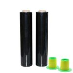 2 Pack Industrial Black Pallet Stretch Wrap Cling Film 20mic x 400mm x 260m with Plastic Rolling handle.Self-Adhering Packing,Moving,Packaging,Heavy Duty Shrink Film,BOMEI PACK