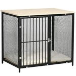 PawHut Dog Crate Furniture Side End Table Indoor Dog Kennel w/Soft Washable Cushion, Wire Mesh, for Small and Medium Dogs