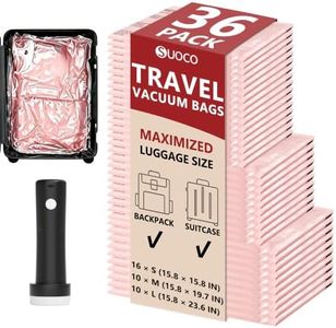 Travel Vacuum Bags for Clothing with Cordless Pump 36 Combo, Pink