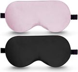 BeeVines Sleep Mask, 2 Pack 100% Real Natural Pure Silk Eye Masks with Adjustable Strap for Sleeping, Mulberry Silk Eye Sleep Shade Cover, Blocks Light Reduces Puffy Eyes Traveling Gifts