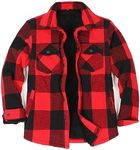 ZENTHACE Mens Flannel Jacket Sherpa Fleece Lined Flannel Shirt Jackets for Men Plaid Jackets Fall Flannel Coat Red Black L
