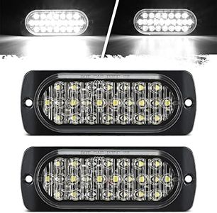 Partsam 2Pcs 4.4" White 24 LED Trailer Side Marker Clearance Lights, Aluminum Housing Surface Mount Reverse/Backup/Running Lights for Motorcycle Trailer Truck Tractor RV, IP67 Waterproof