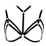 Woman's Body Harness Bra cage Punk Goth Belt Elastic Soft Plus Size Lingerie Festival Rave Photography Dance Apparel (Black)