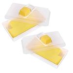 Elbourn 2 Stück Plastic Butter Dishes, Butter Container with Multi-Functional Butter Knife, Butter Box with Lid, Butter Dishes White 280g