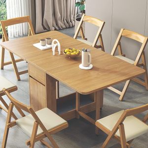 Solid Wood Drop Leaf Dining Table Set with 4 Chairs – Extendable Kitchen Furniture