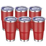 VEGOND 20 oz Tumbler with Lid and Straw, Stainless Steel Double Wall Vacuum Insulated Travel Mug Powder Coated Coffee Cup for Cold & Hot Drinks, Wine Red 6 Pack