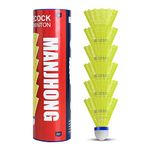 MANJHONG Nylon Badminton Shuttlecocks, Great Flight & Balance, Durable Shuttlecocks for Indoor Outdoor Sports Playing, Yellow 6 Pack