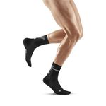 CEP Men's Ultralight Mid Cut Socks - Athletic Performance Socks, Black/Grey, Large