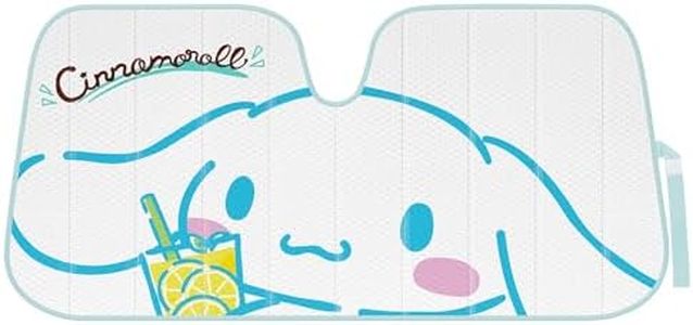 Carbella Cinnamoroll Car Windshield Sun Shade, Official Sanrio Accordion Style Sunshade for Car Window, Cute Kawaii Car Sun Shade Windshield, Cinnamoroll Car Accessories for Women ﻿(Lemon Chill)