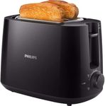 Philips Toaster - 2 Toast Slots, 8 Levels, Bun Attachment, Defrost Function, Lift Function, Automatic Shut-Off, Black (HD2581/90)