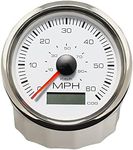 ELING 85mm Waterproof GPS Speedometer 0-60 MPH Speed Gauge Kit for Marine Boat Car Jet Ski 12V 24V(White+Stainless Steel)