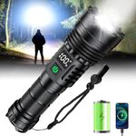 OLDA Torches LED Super Bright - 1,000,000 Lumens, Rechargeable Zoomable Torch with LCD Battery Display, 5 Modes & IPX7 Waterproof - Survival Gear for Camping, Security, 12V