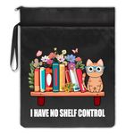 QYUVK I Have No Shelf Control Black Washable Fabric Book Sleeve, Fun Book Cover Protector Gift for Book Lover, Book Reader Gift, Bookish Gift, Book Club Gift, Bookworm Librarian Gift, Cat Lovers Gift