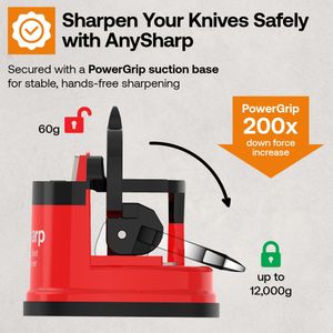 AnySharp Knife Sharpener – Red, Universal Blade Sharpening