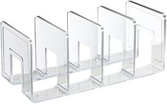 SAYEEC Acrylic File Sorter, Clear File Holder Acrylic Desk Organizer, Sturdy Desktop File Organizer File Folder Holder Rack for Envelopes Mail Letter Paper Notebook Electronics (4 Sections, 1 Pack)